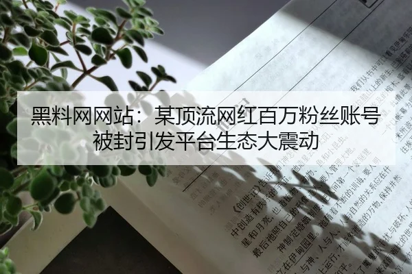 黑料网网站：某顶流网红百万粉丝账号被封引发平台生态大震动